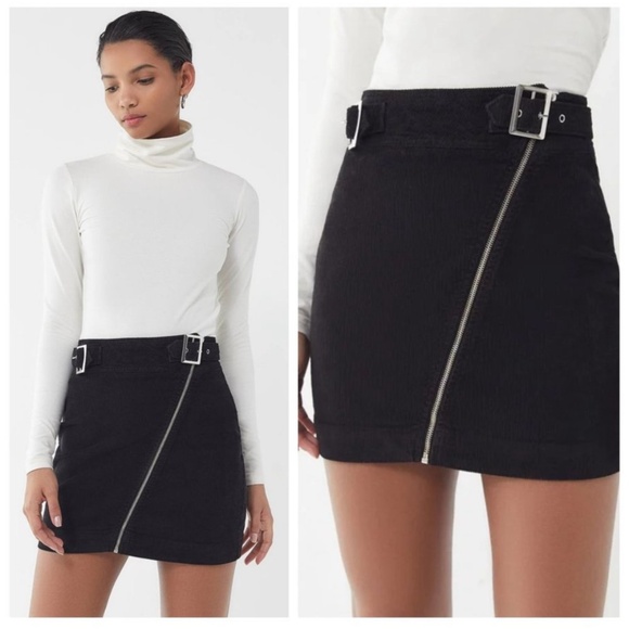 Urban Outfitters Velour Double Buckle Mini Skirt ✨🖤 - Picture 1 of 9